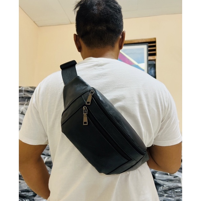 Tas Pria Tas Selempang Kulit Bahan Kulit PU Leather Terbaru Waistbag Tas Pinggang Waterproof