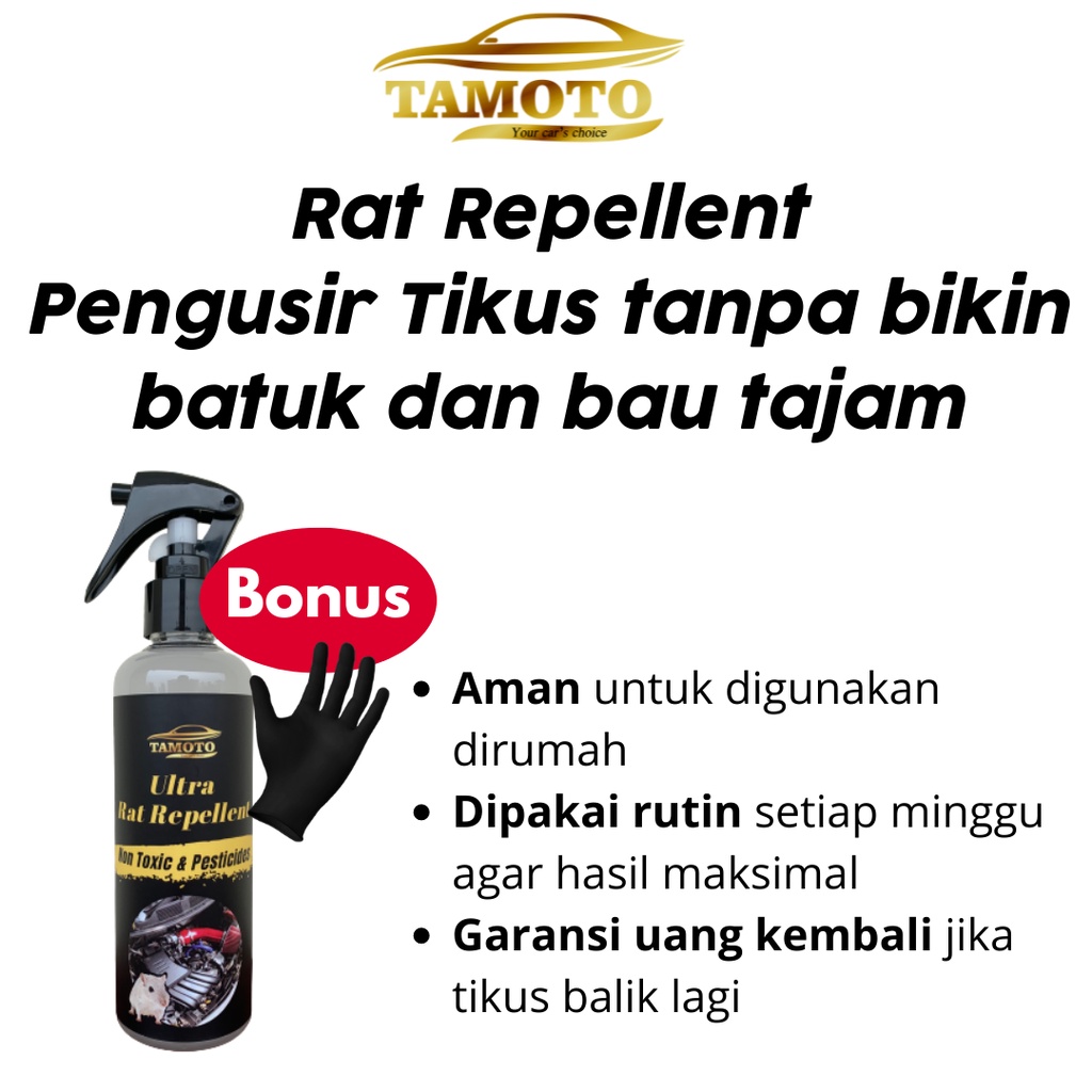 Spray Cairan pembasmi dan pengusir tikus di kap mobil dan rumah / parfum anti tikus alami &amp; ampuh - Tamoto Rat Repellent