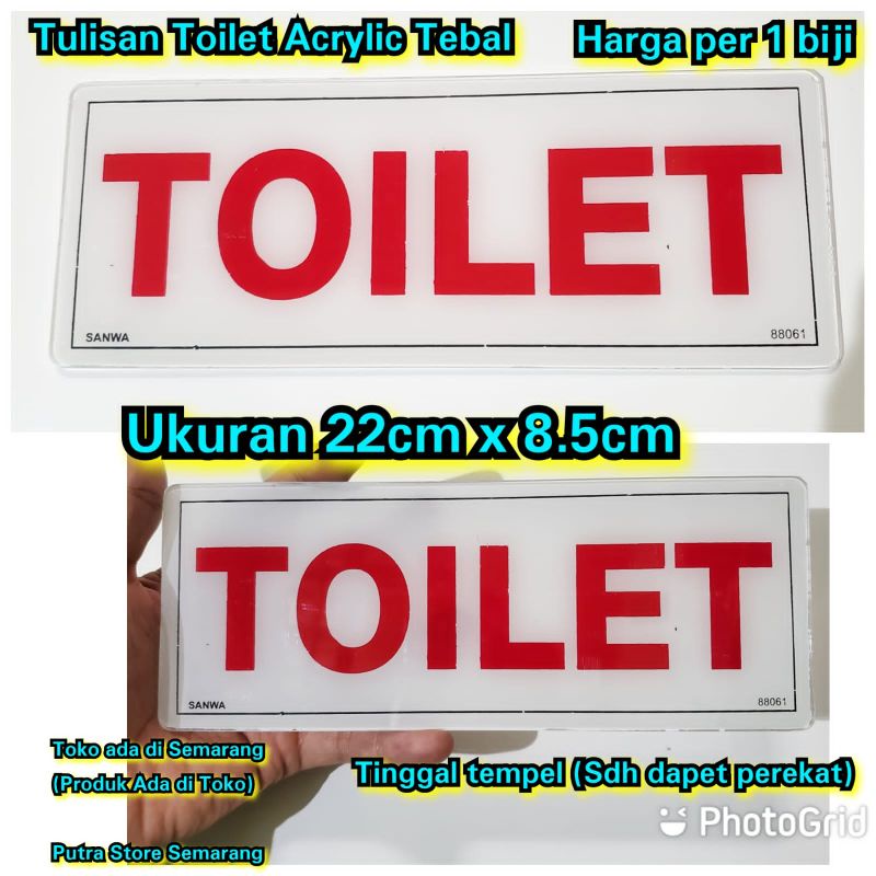 Tulisan Toilet Acrylic 22cm x 8.5cm Tulisan Toilet Kamar Mandi bahan akrilik