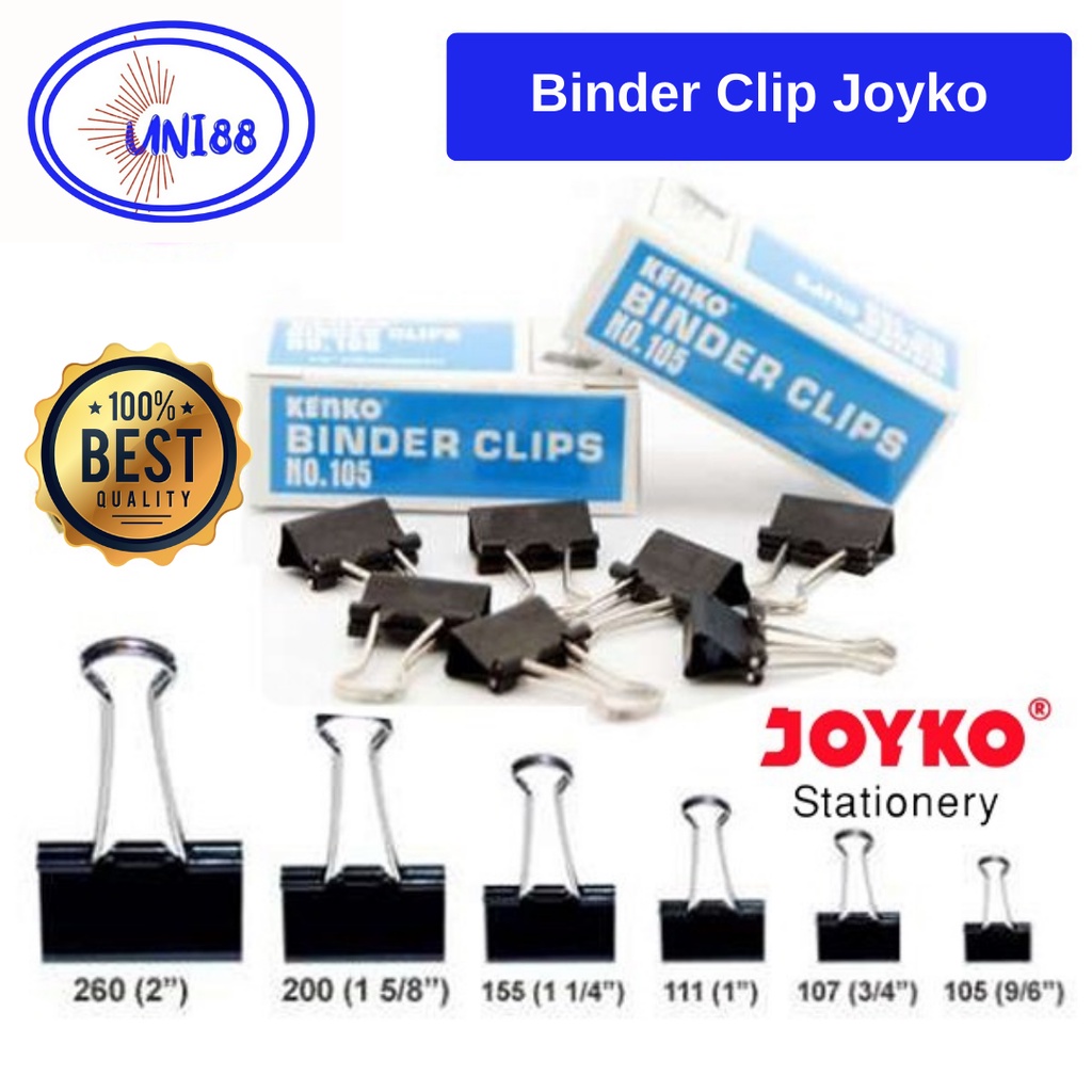 

Binder Clip Joyko 155 200 260 280 Binder Klip Kertas Joyko Besar Sedang Penjepit Kertas Jepitan Serbaguna