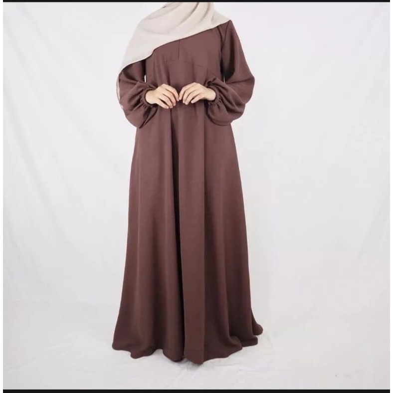 Basic Abaya Hitam Dress Gamis Daily Polos Syar'i Wanita Muslim Lengan Panjang Busui