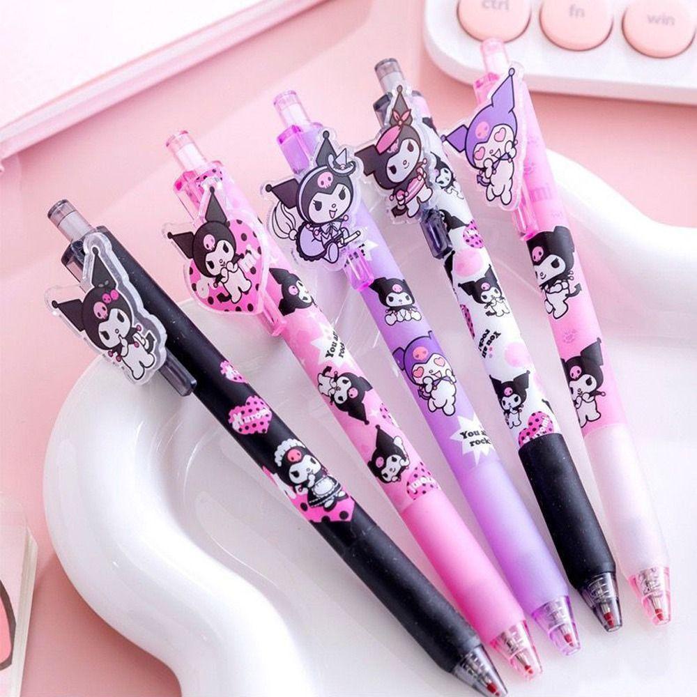 Mxbeauty Pulpen Gel Kartun 6Pcs/set Pulpen Tulisan Alat Tulis Sekolah Pulpen Kuromi Hitam Pulpen 0.5mm Pulpen Penandatanganan