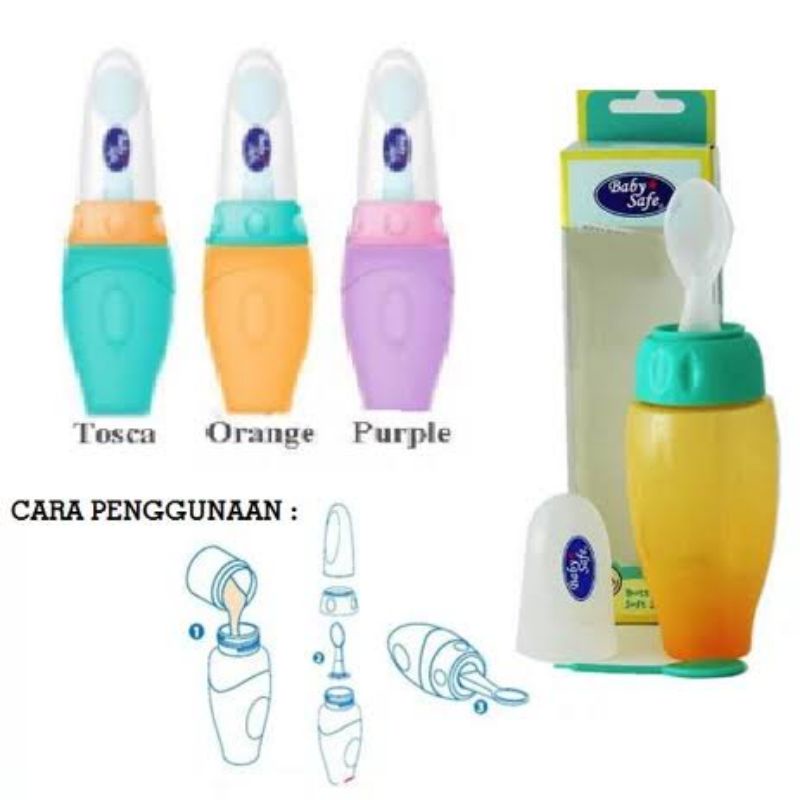 Baby Safe Bottle Spoon Soft Squeeze JP029 - Babysafe Botol Sendok Makan Anak Bayi