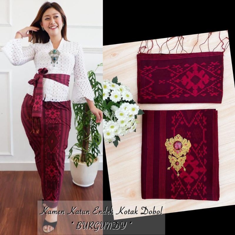 KAIN KAMEN KATUN ENDEK KOTAK DOBOL BAWAHAN KEBAYA BATIK