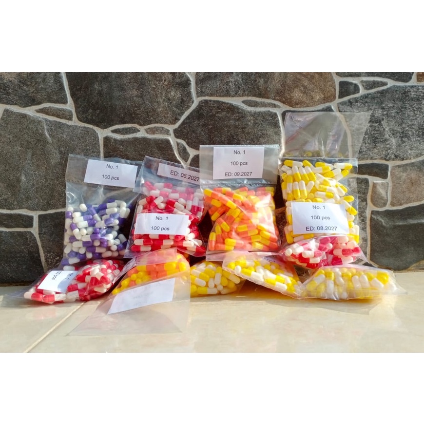 Kapsul Kosong 100 pcs Ukuran 1 Cangkang Kapsul Kosong Ukuran 1 Bersertifikat Halal Kapsul Kosong No 