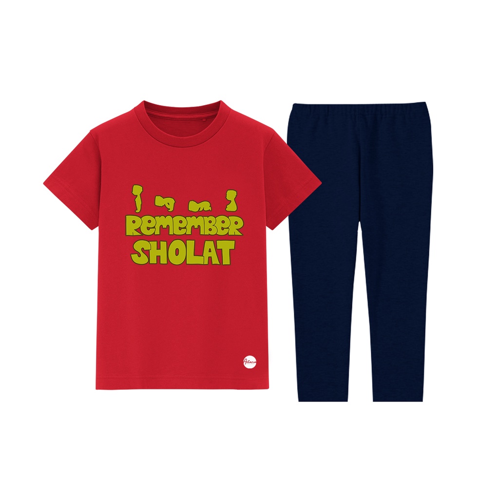 Aitana - Baju Piyama Anak Muslim Tema Remember Sholat Boy Untuk Usia 2-8 Tahun Bahan Katun Combed 30s