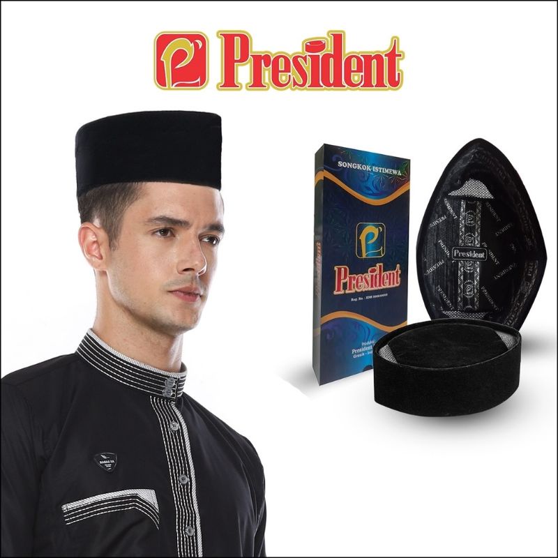 Songkok Peci President AC original 100% kopiah polos hitam peci president
