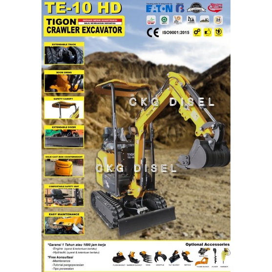 Mesin Mini Excavator TIGON TE-10 HD Kapasitas 1 Ton