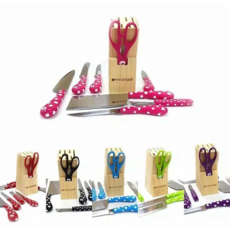 Vicenza Pisau Set Vicenza Polkadot V918K Pisau dapur Stainless Knife Set