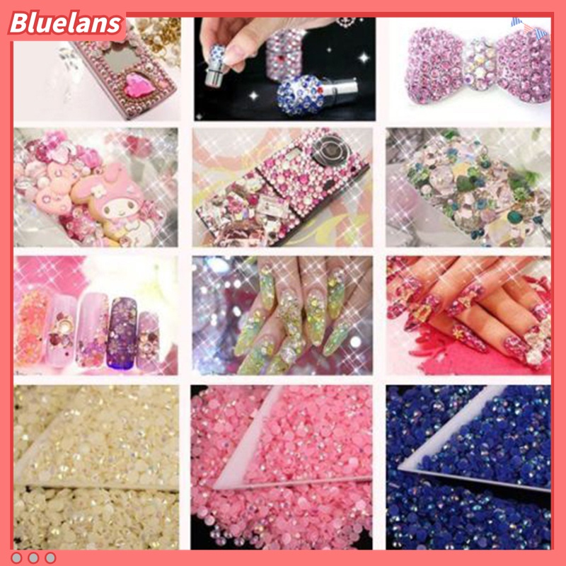 2000pcs Berlian Imitasi Bahan Resin Ukuran 2 / 3 / 4 / 5mm Untuk Case Handphone