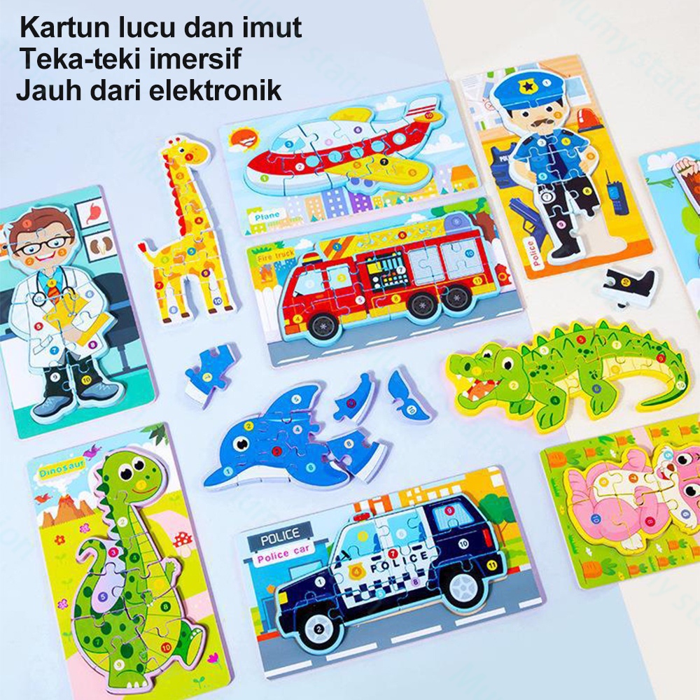 Mumystation Mainan Anak Puzzle Kayu mainan edukasi 3D jigsaw puzzle