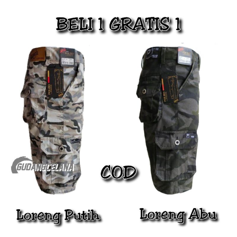 PROMO BELI 1 GRATIS 1 Celana Pendek Kargo / Celana pendek kargo loreng / All Varian Size 27 - 38 / Pdl / Gunung / Short Cargo Mens / pemuda jeans