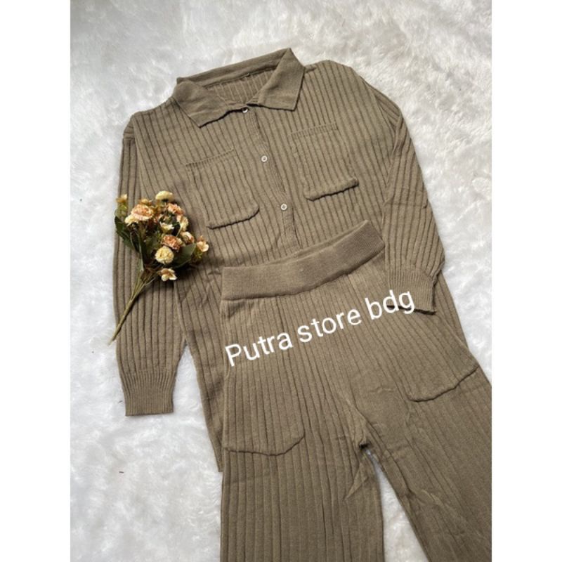 ONE SET LONG POLO CARDI YURA DAN KULOT RAJUT PREMIUM