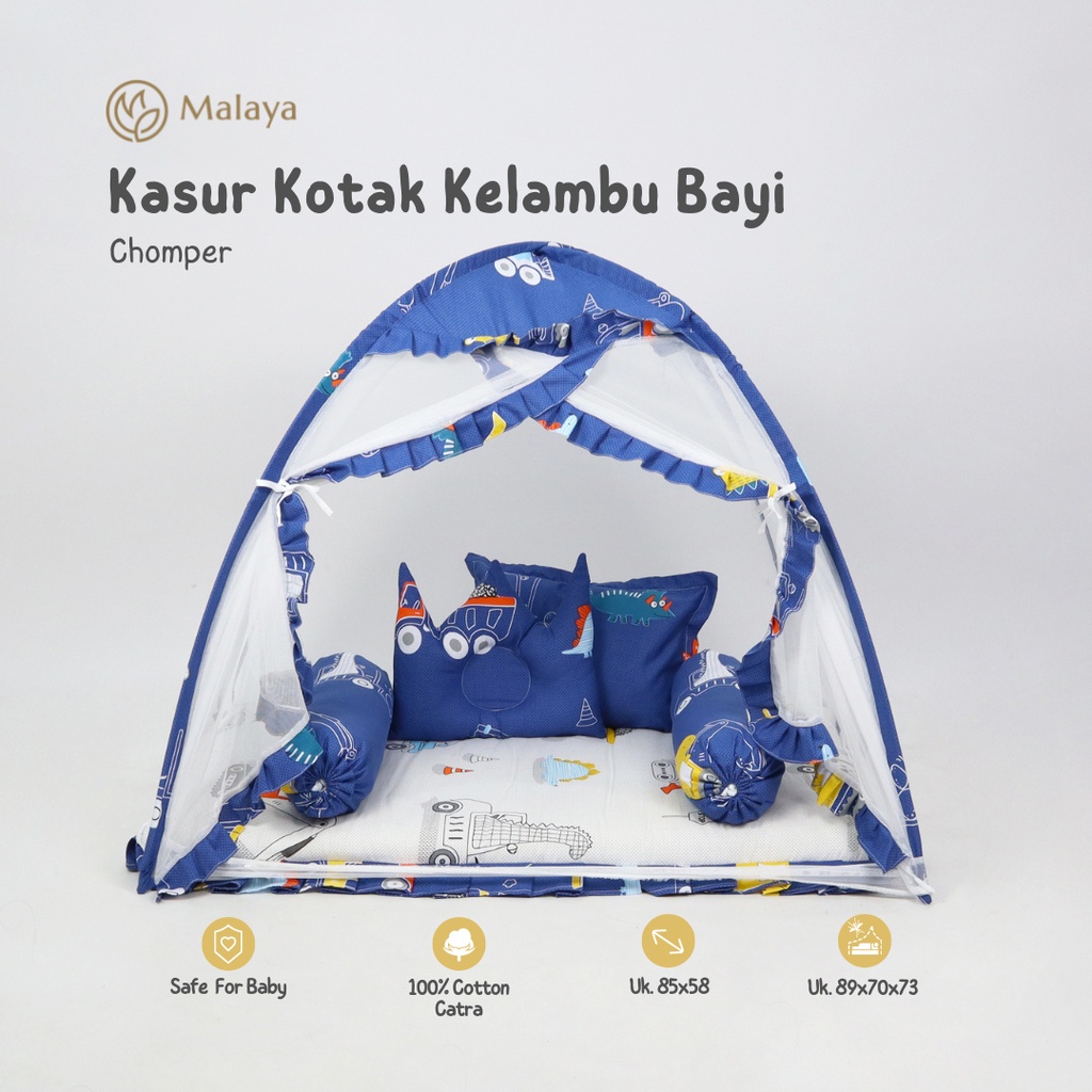 Malaya Baby l Kasur Kotak Bayi Set Kelambu Katun Korea UK 85 x 58CM