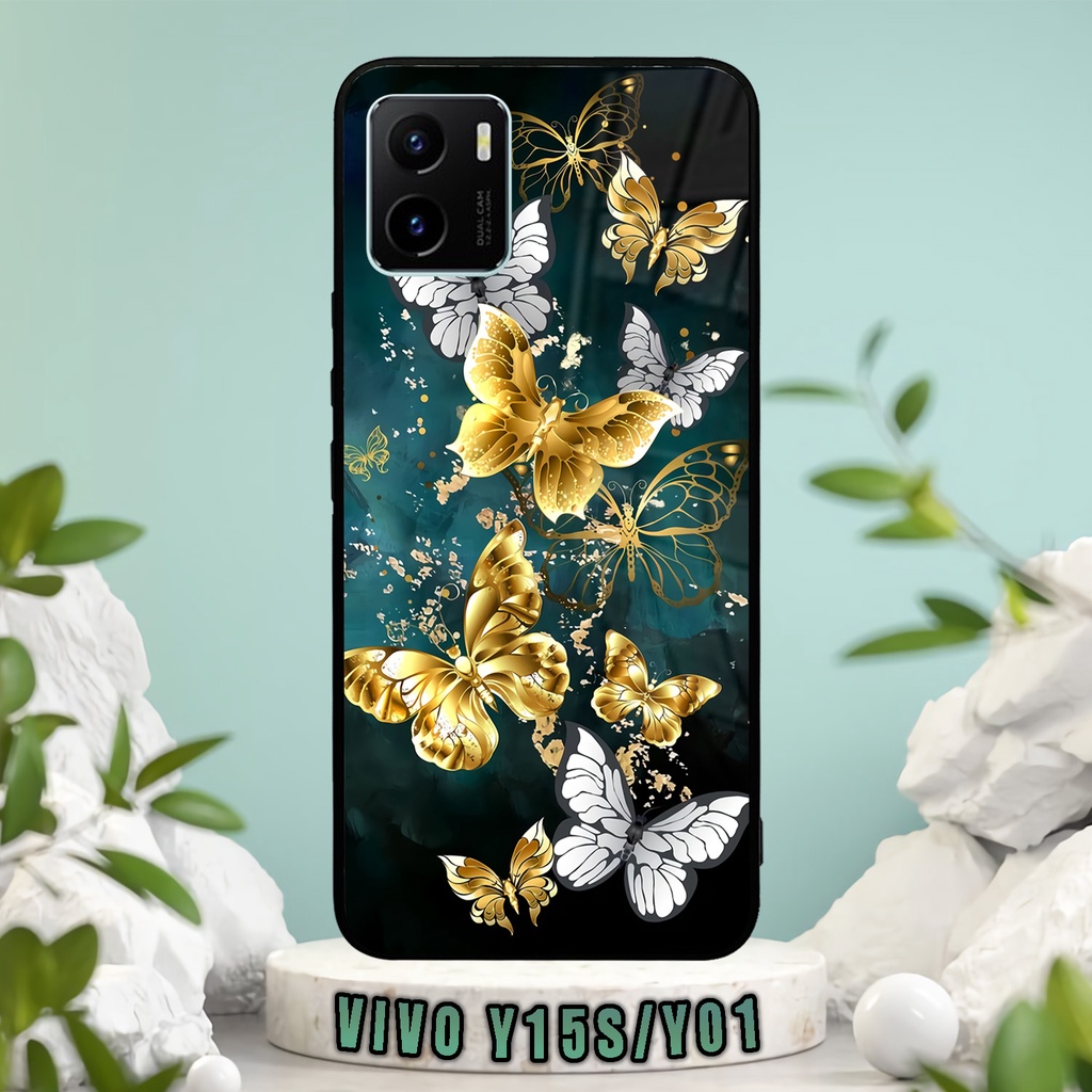 (SV59) Case Kilau Vivo Y15S/Y01 | Y15S | Y01 | Casing Hp Vivo | Pelindung Smartphone | Motif Butterf