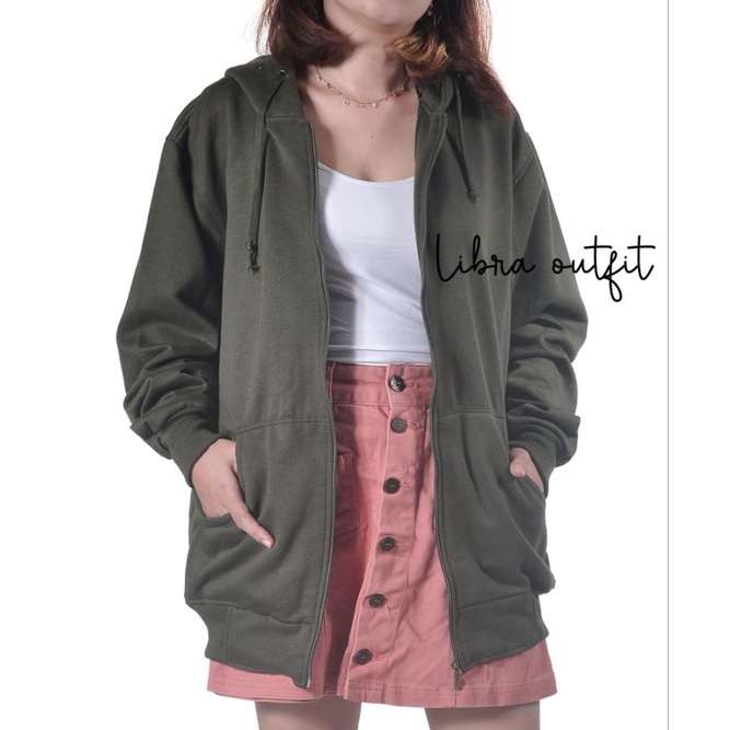 Oversize Hoodie zipper Wanita Switer polos Hodie Korean Style by Libra