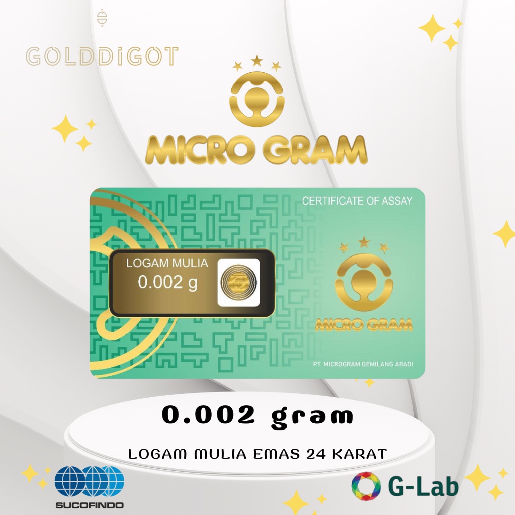 Emas MICROGRAM 0.002gr Logam Mulia 24 Karat Emas Murni Mini Gold