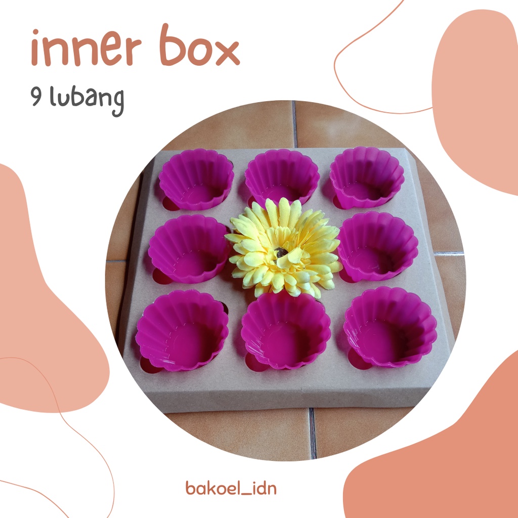 

Inner 9 Lubang Kardus 25x25 Cupcake Muffin Kue Pie Puding Tart Mini