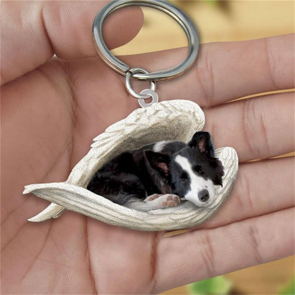 [Elegan] Gantungan Kunci Anjing Pintu Rumah Hadiah Anak Keyring Tidur Malaikat Hadiah Perhiasan Pet Keychain Animal Keychain