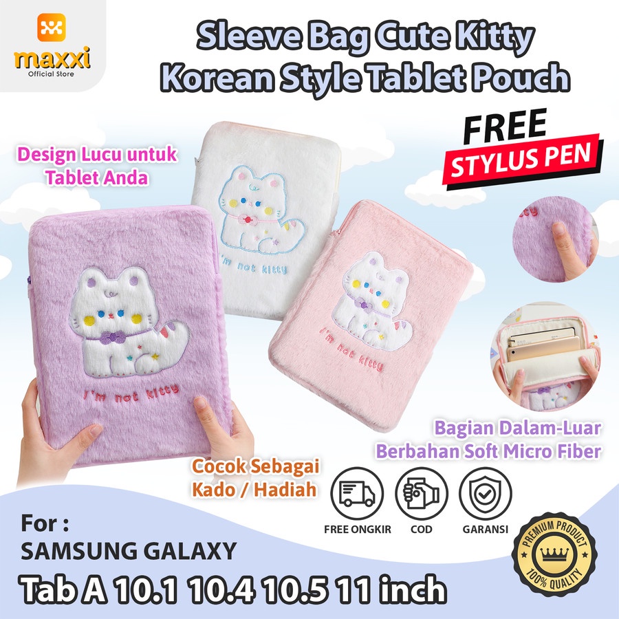 Samsung Tab A A7 Lite A8 10.1 10.5 Tas Pelindung Tablet Cute Sleeve Case Korean Pouch Clutch Model S