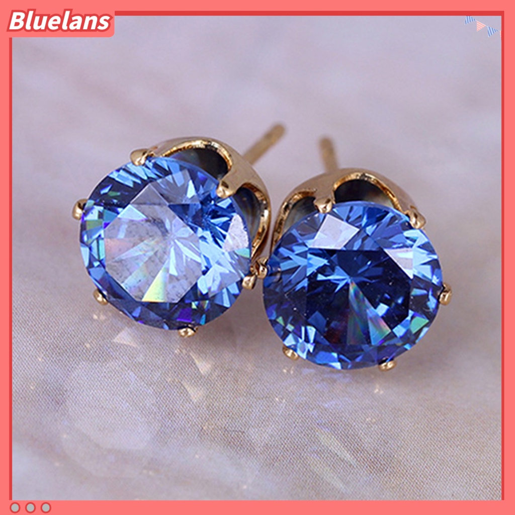 Bluelans Ear Studs Elegant All Match Cubic Zirconia Round Exquisite Earrings
