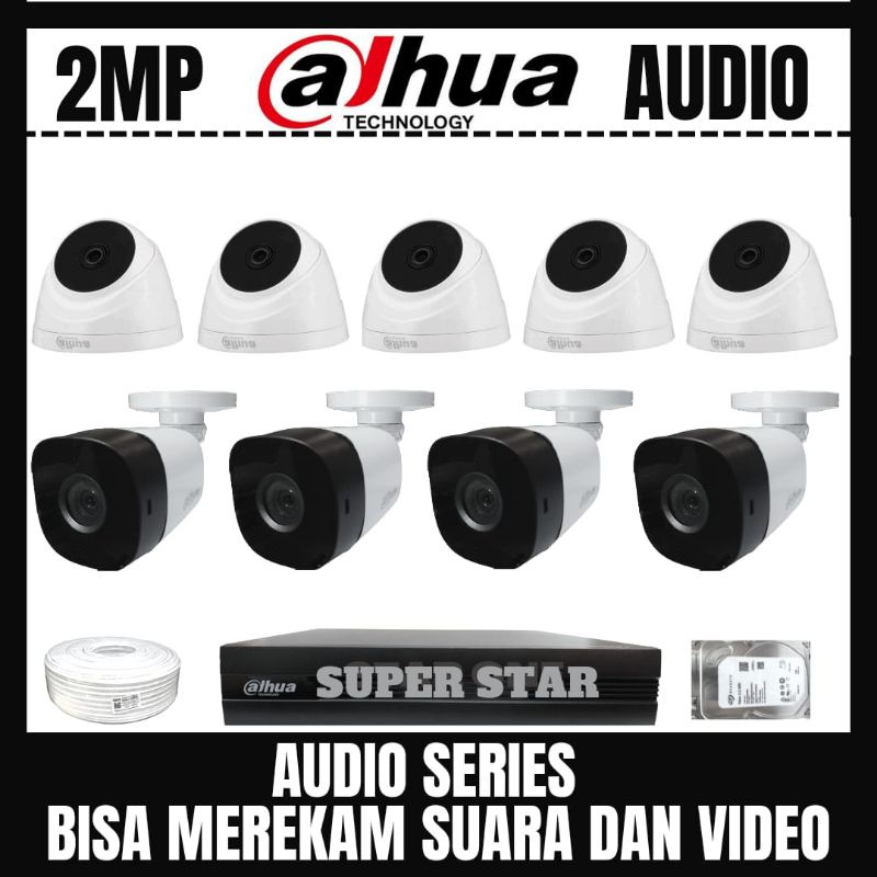 PAKET CCTV DAHUA 2MP 16 CHANNEL 9 KAMERA AUDIO BISA MEREKAM SUARA DAN VIDEO