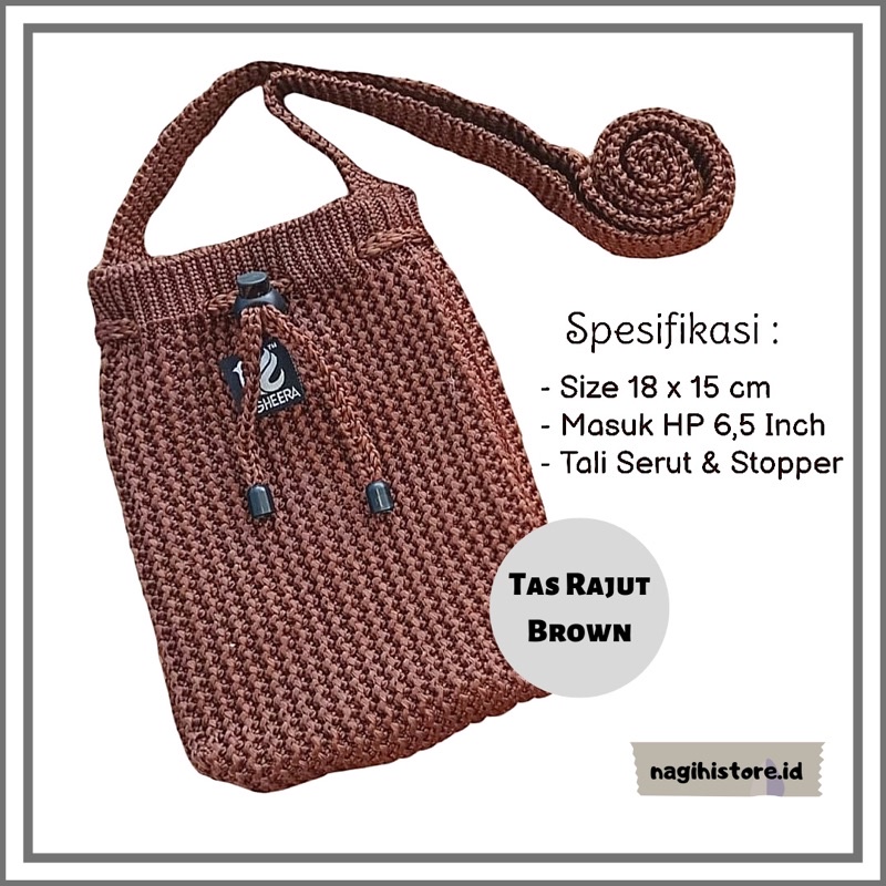 ✨NAGIHI✨ Tas Rajut Serut Mini Polos /Sling bag mini / Tas Selempang Rajut Hp/ TAS RAJUT ALA KOREA