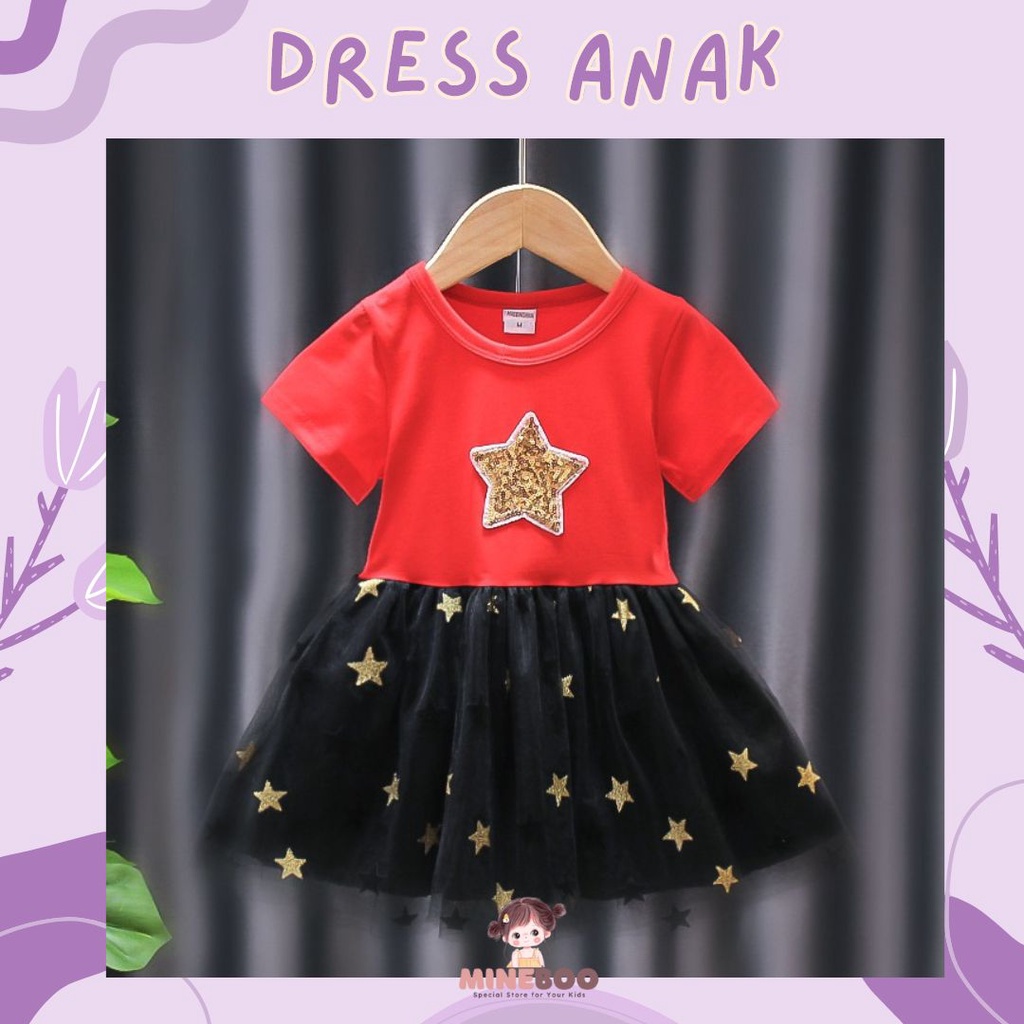 mineboo DRESS BLESSING STAR PDK EBV Anak Perempuan Gliter Star Stella   1 - 7 Tahun