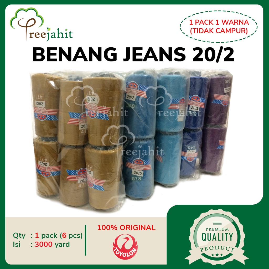 Benang Jahit Jeans Merk Toyolon 20/2 3000Y / Pack