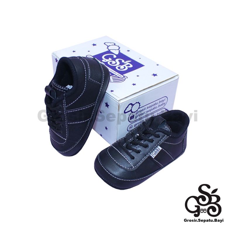 Sepatu Bayi - Baby Shoes - Prewalker  | 2-12 bulan | casual MARGOM HITAM polos ringan &amp; fleksibel