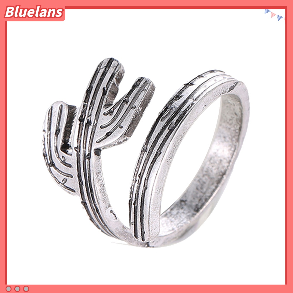 Cincin Model Terbuka Motif Kaktus Gaya Vintage Untuk Wanita