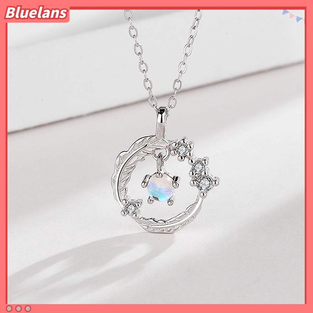 Kalung Liontin Moonstone Bentuk Sayap Tahan Lama Untuk Wanita
