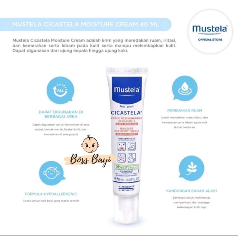 MUSTELA - Cicastela Moisture Cream 40ml / Krim Pereda Ruam, Iritasi Kulit