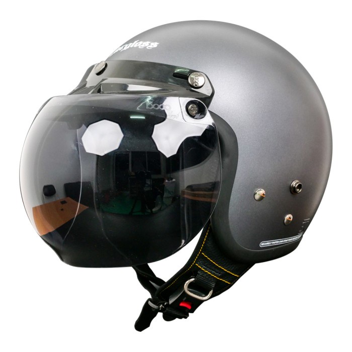 Cargloss Retro Helm HalfFace - Anchor Grey doff + Visor Ori Bogo Smoke