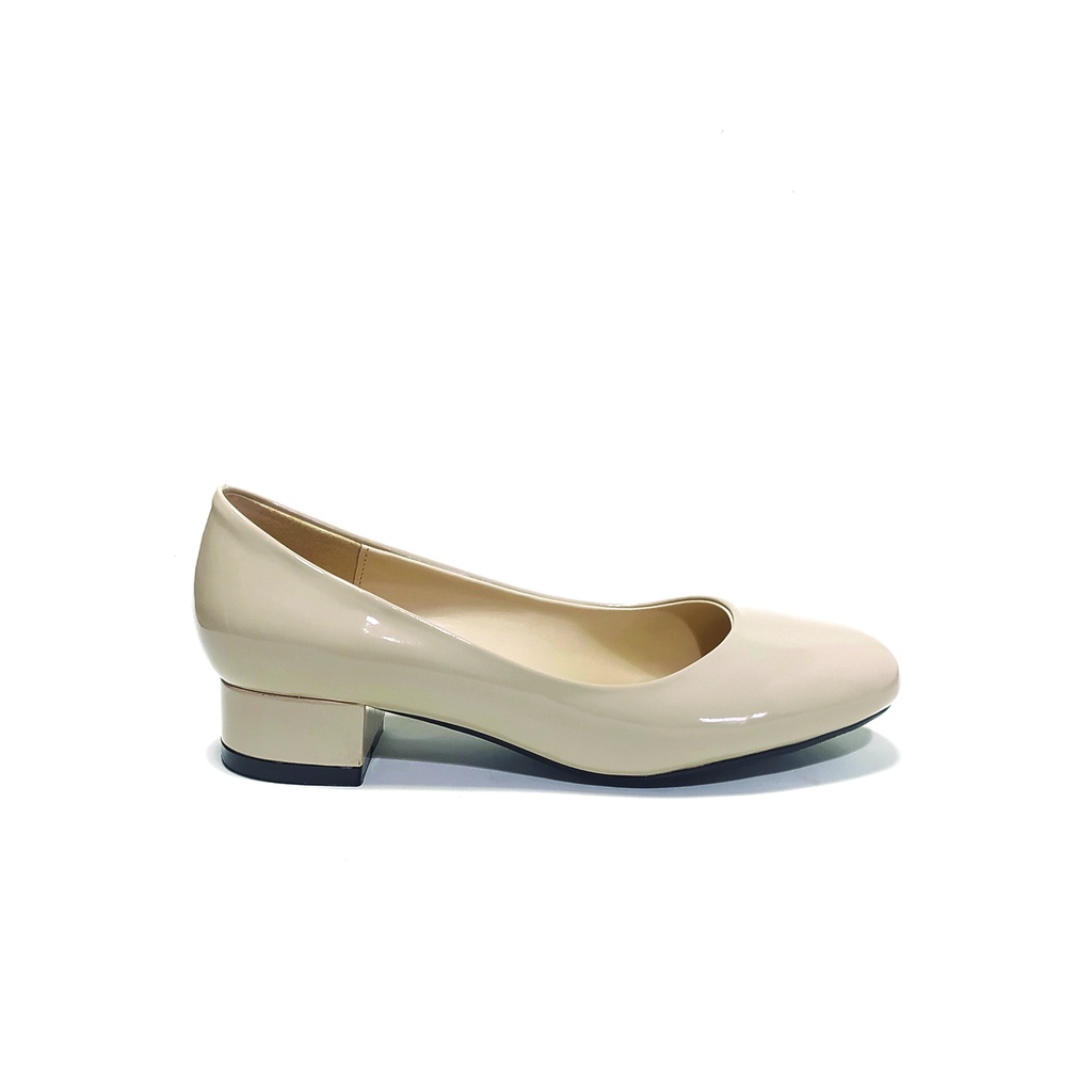 Workswell Sepatu Kerja Wanita Low Heels 3cm Kode SCOLL-3 Warna Creme Glossy