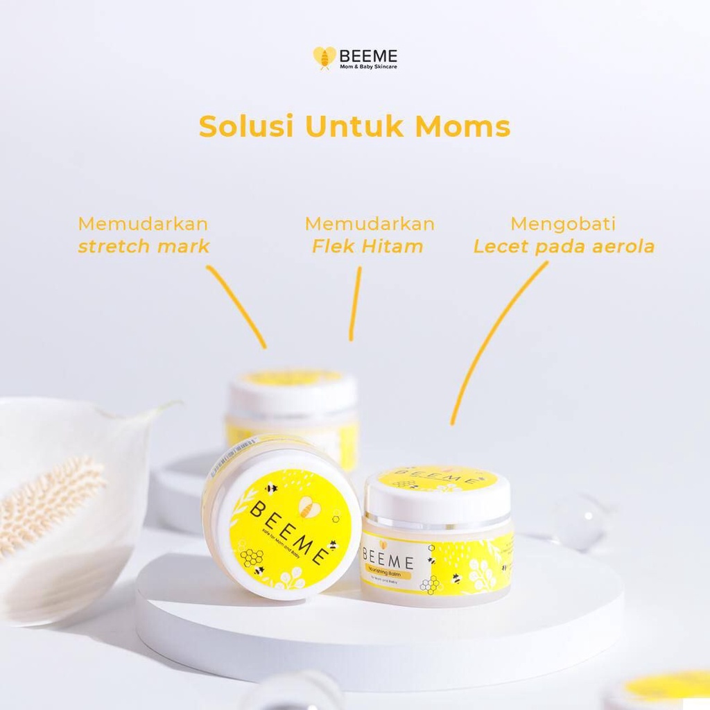 Beeme Nourishing Balm 15gr - Skincare Aman untuk Ibu dan Bayi / Pelembab Kulit Wajah Bibir / Mengobati Ruam Popok Bayi / Flek Hitam / Jerawat / Bekas Jerawat / Stretchmark / Ketombe / Lecet Puting