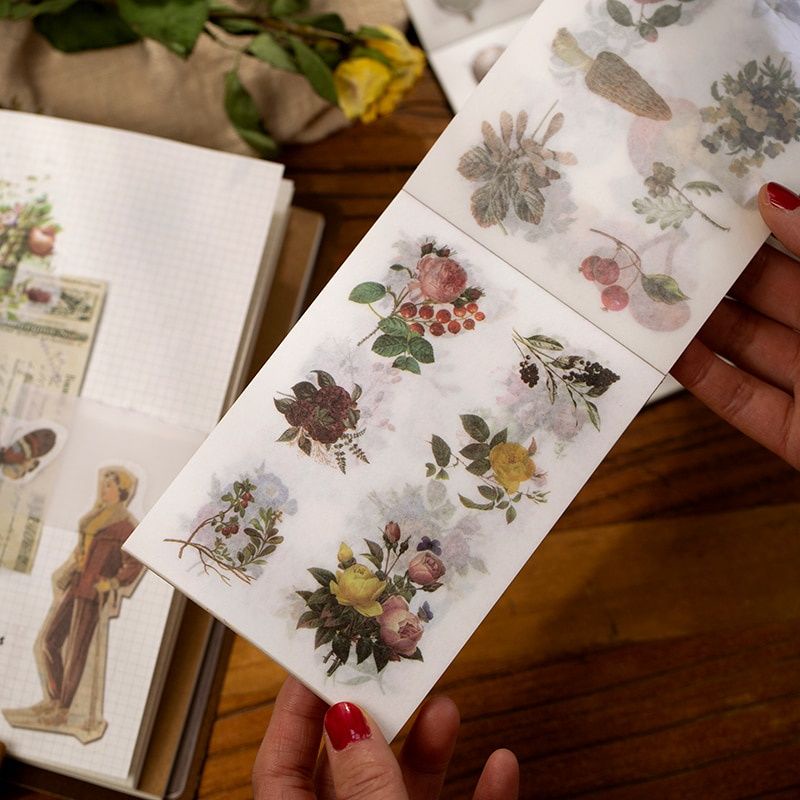 

20 Pcs/Set Stiker Retro Flower Washi Paper untuk Journal Scrapbook