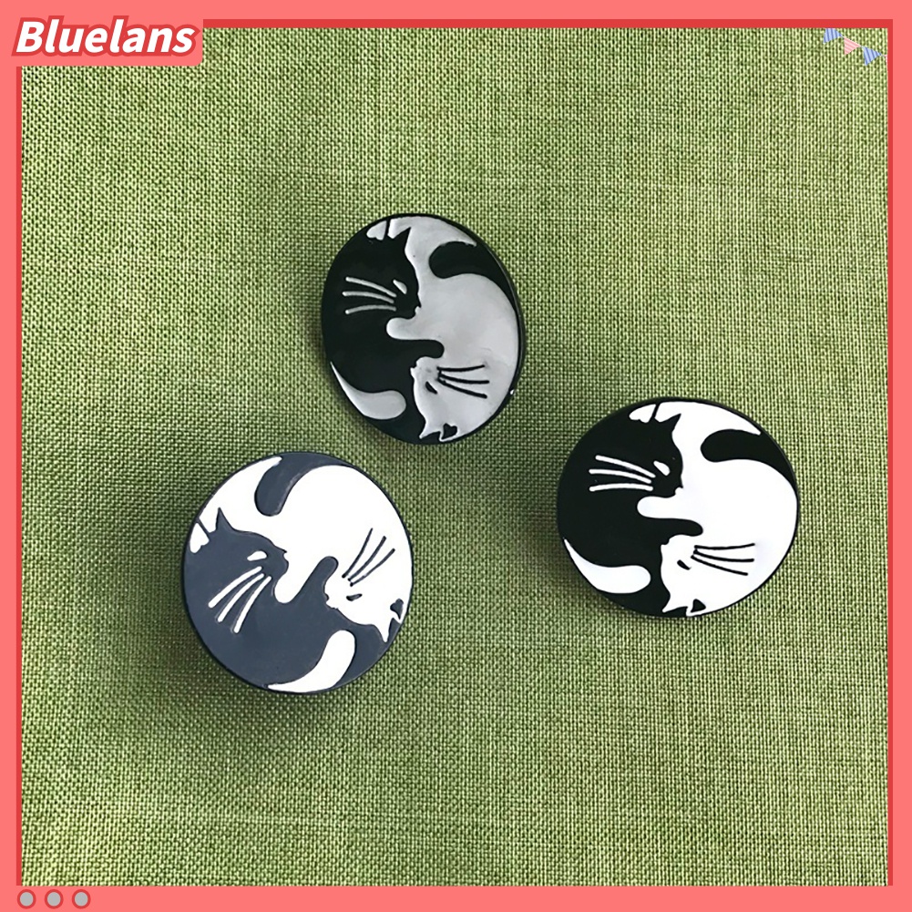Bros Pin Enamel Bentuk Kucing Bulat Untuk Dekorasi Pakaian Topi Ransel Unisex