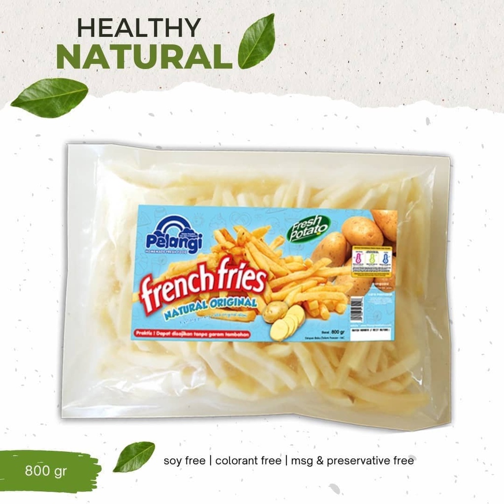 

Kentang Goreng French Fries Non MSG & Non Pengawet Pelangi Anak Frozenfood Original kemasan 800gr