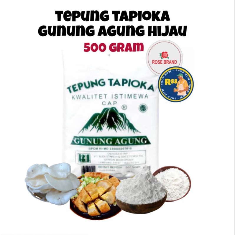 

CAP GUNUNG AGUNG HIJAU TEPUNG TAPIOKA KANJI 500gr (½kg) "ECER" - ORI 100% lebih murah