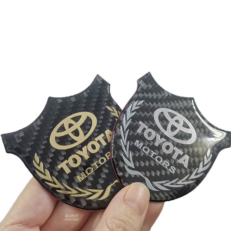 1pc Stiker Emblem Logo TOYOTA MOTORS Bahan Karbon Fiber Untuk Dekorasi Jendela Samping Mobil