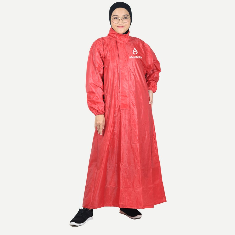 Jas Mantel Hujan Wanita Pria Ponco Gamis Kualitas Premium Tebal Tahan lama - Merah