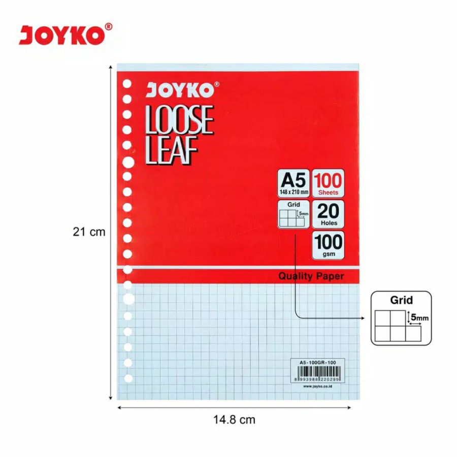 

Loose Leaf GRID Joyko A5 100 Lembar 100 Gsm Loose Leaf Kotak Ukuran A5- SHAGB