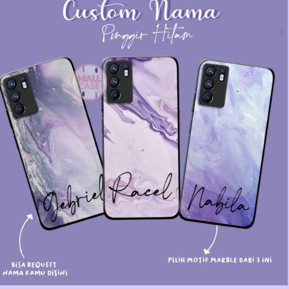 Murah Softcase Glass Macaron Lilac Custom Nama [SM53]  For Oppo Reno 6 4G A5s A16 A15 Reno 5F Reno 5