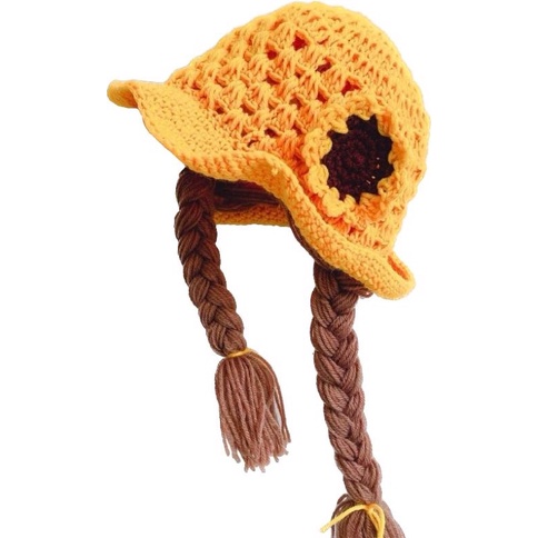 kupluk anak BUNGA KEPANG rajut / kupluk rambut kepang palsu / KUPLUK KHALIZA