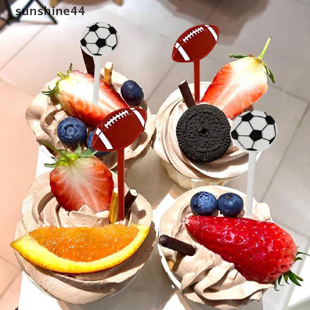 Sunshine 10Pcs Cute Football Food Picks Children Cake Dessert Fruit Forks Party Decor .