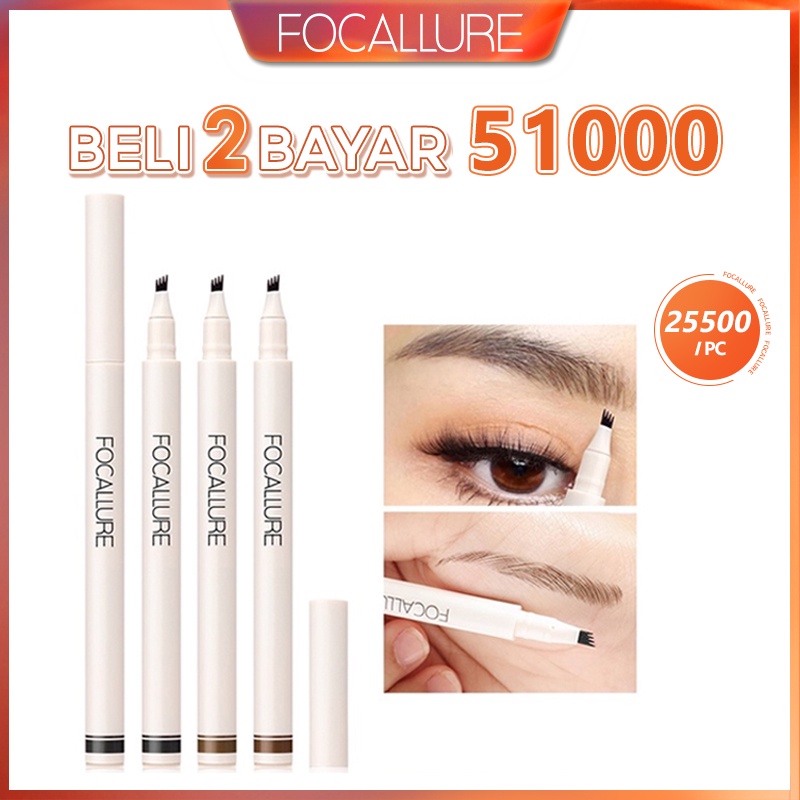 FOCALLURE Anti Air Pensil Alis 4 Garpu Alis Natural Long-lasting Eyebrow Pen