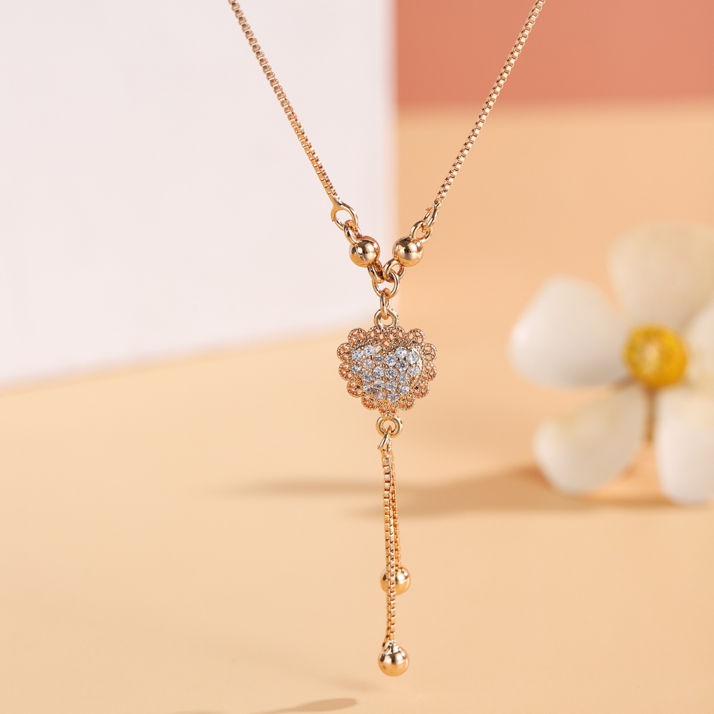 ✅COD Kalung Titanium Wanita Fashion Perhiasan Emas Nama Dewasa Aksesoris Rantai Berlian Hati Liontin Anti Karat D066-D071