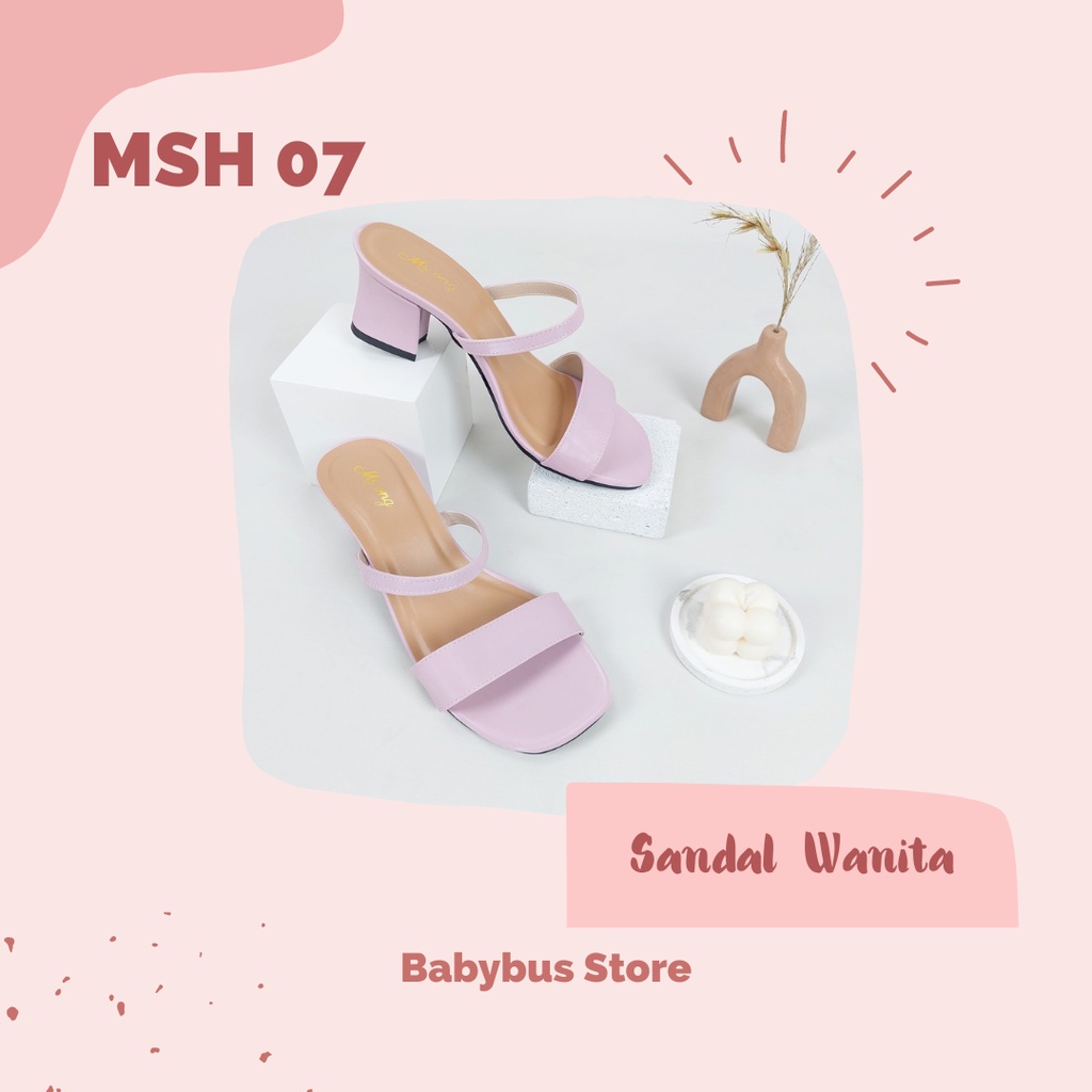 BBS MSH 07 Sandal High Heels Hak Tahu Tali Chunky Wanita Impor Murah