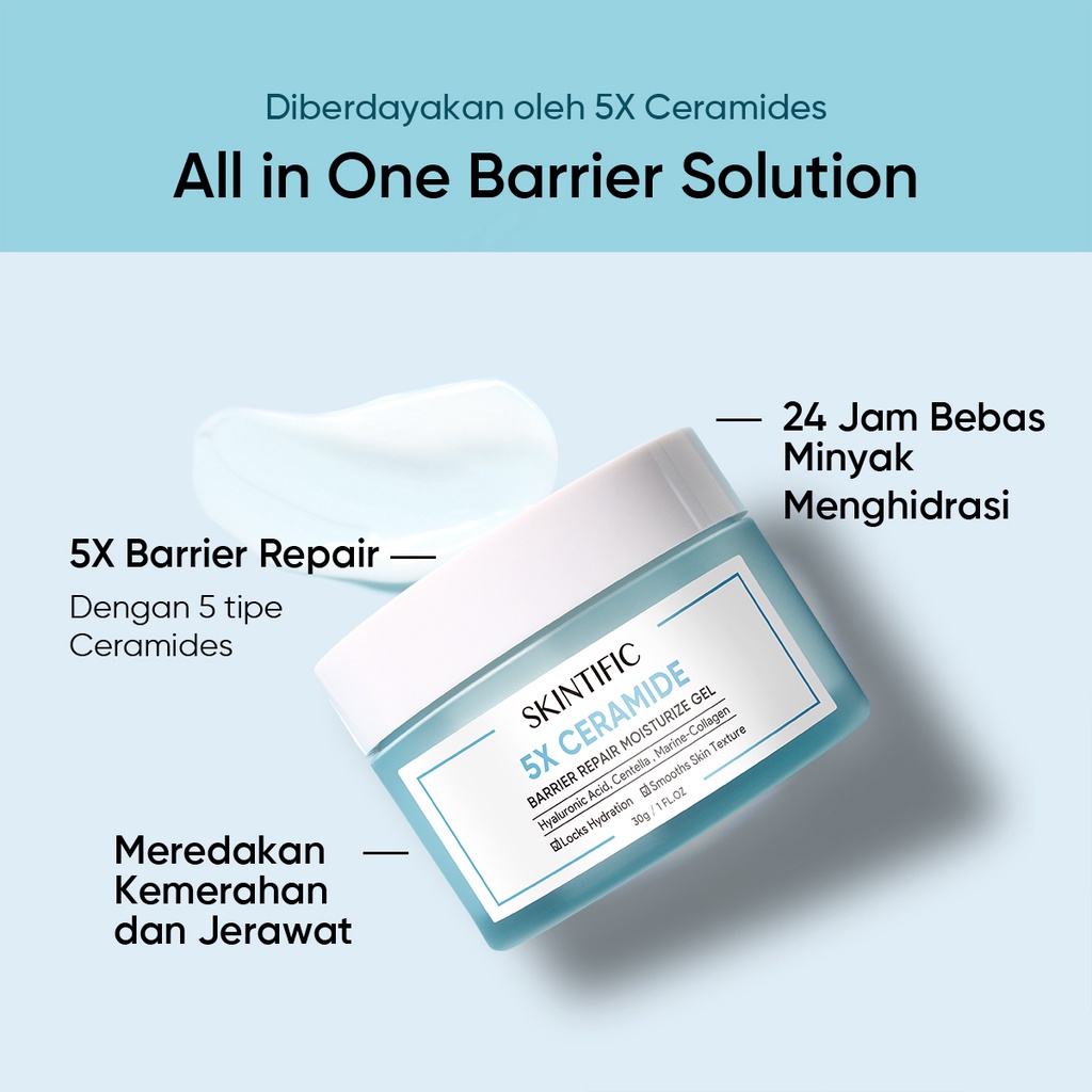 SKINTIFIC Acne Repair Barrier Paket Skincare with 5x Ceramide Moisturizer Cream Pelembab Wajah + Mugwort Mask Anti Acne Mud Mask Masker Wajah【BPOM】